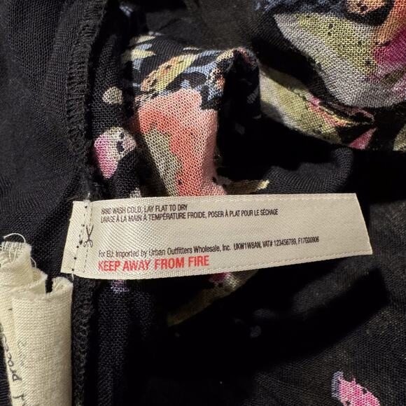 Free People Jumpsuit Floral Boho Whimsigoth Cottage Fairy Grunge Black Medium - Picture 8 of 10